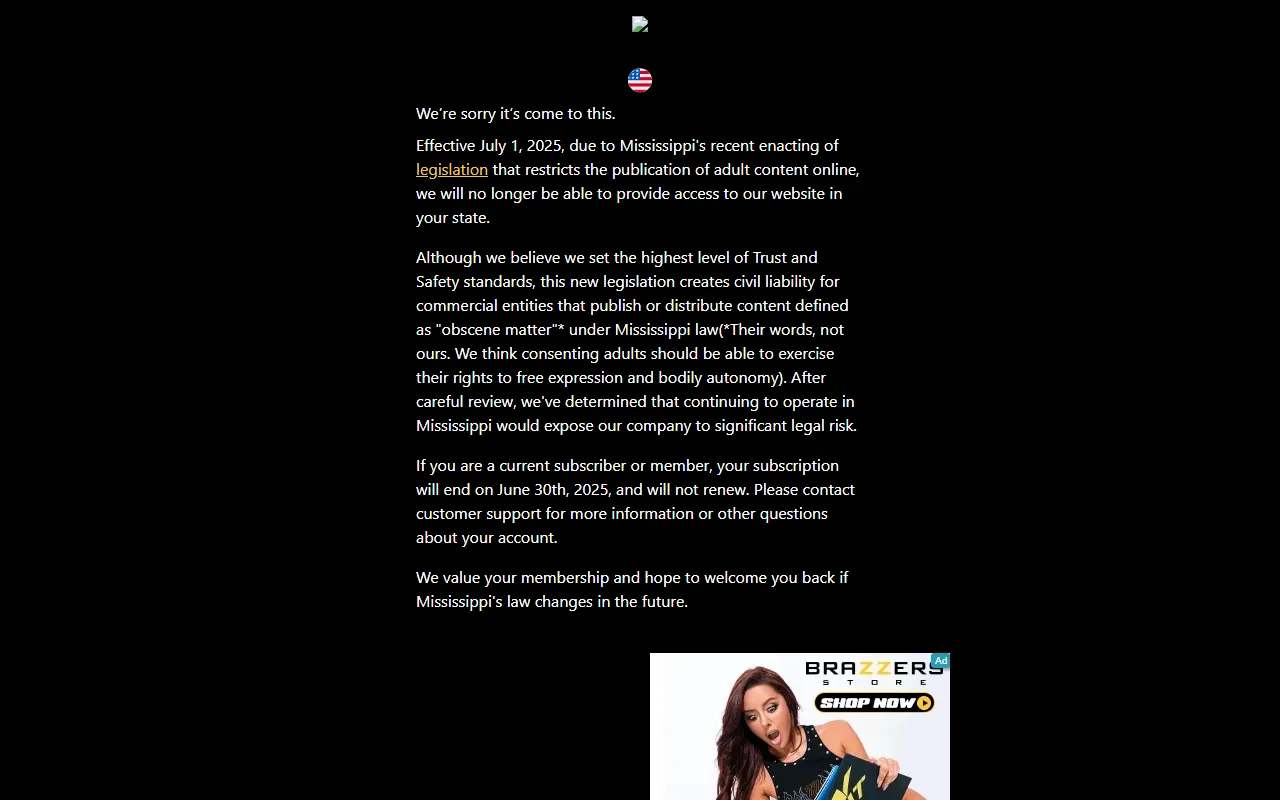 Screenshot of the Brazzers homepage (brazzers.com)