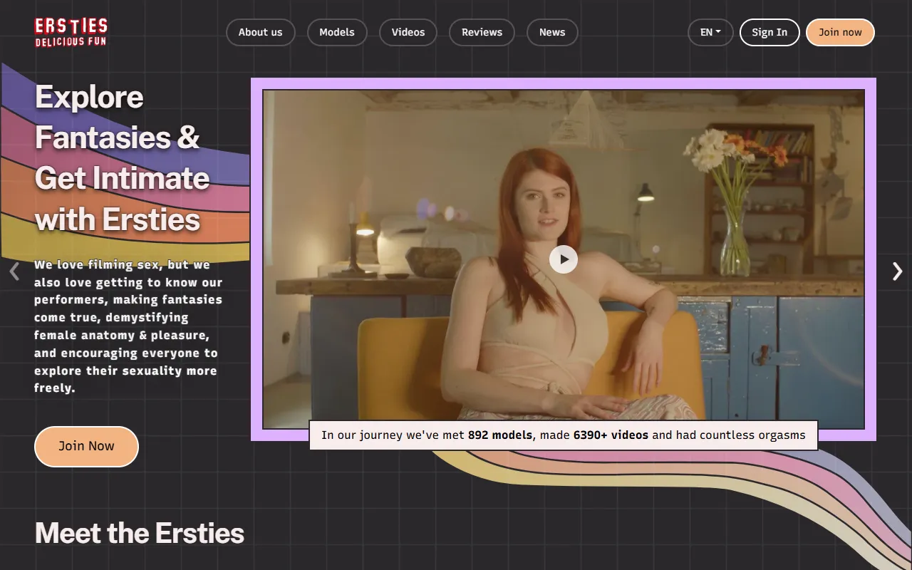 Screenshot of the Ersties homepage (ersties.com)