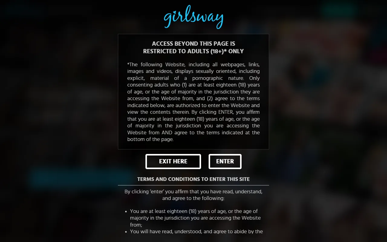 Screenshot of the Girlsway homepage (girlsway.com)