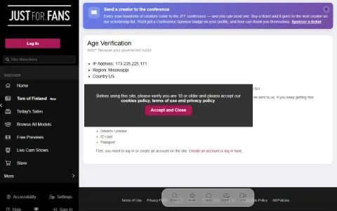 Screenshot of JustFor.Fans