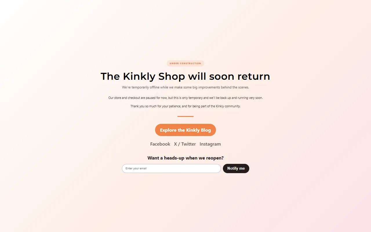 Screenshot of the Kinkly homepage (kinkly.com)