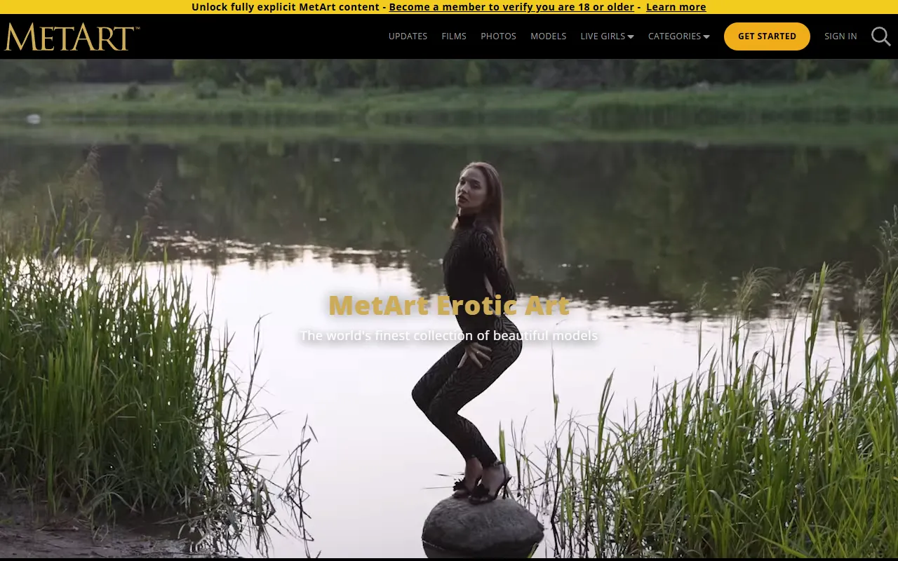 Screenshot of the MetArt homepage (metart.com)