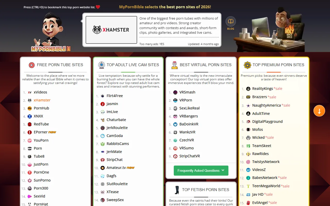 Screenshot of the MyPornBible homepage (mypornbible.com)
