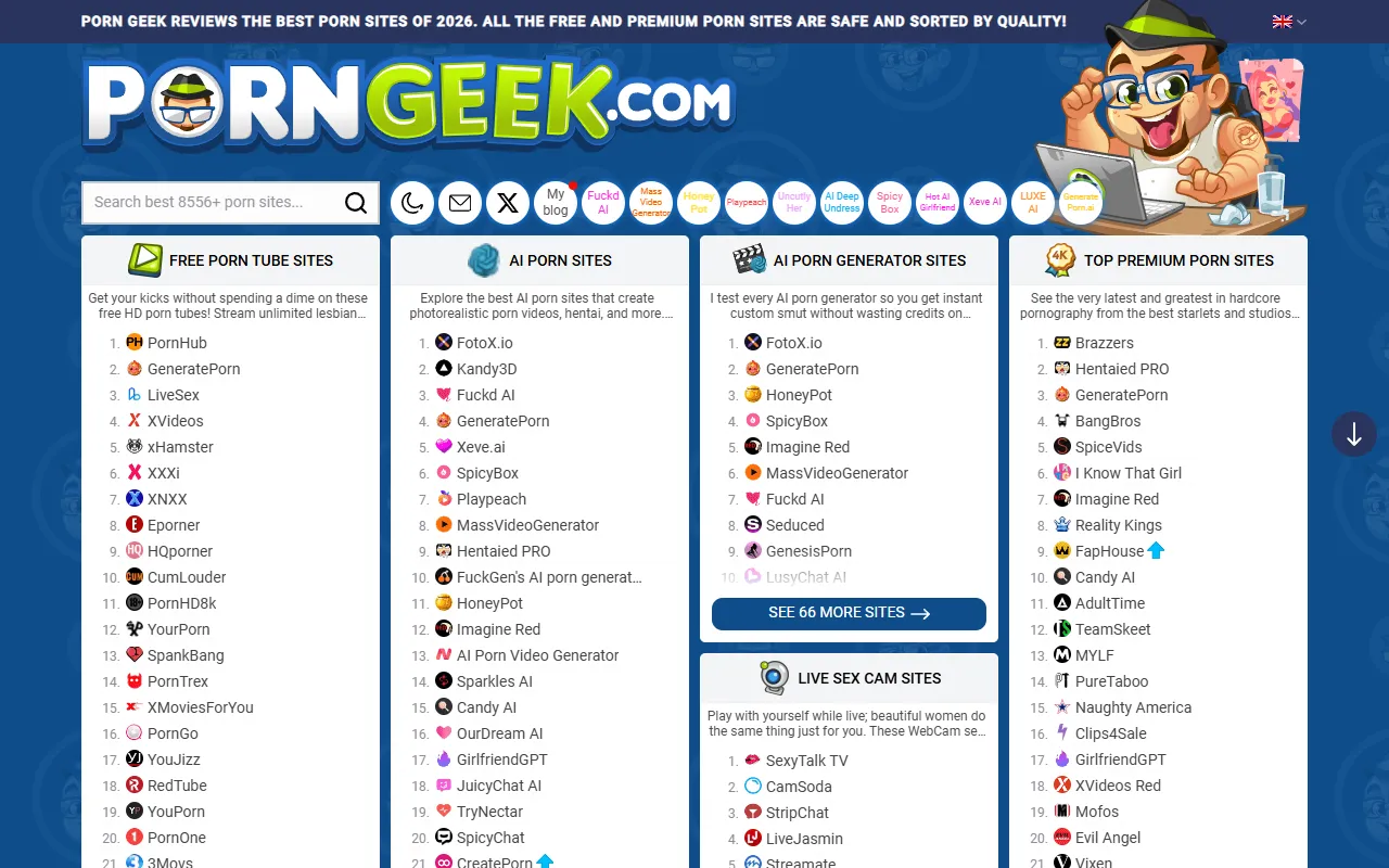 Screenshot of the Porn Geek homepage (porngeek.com)