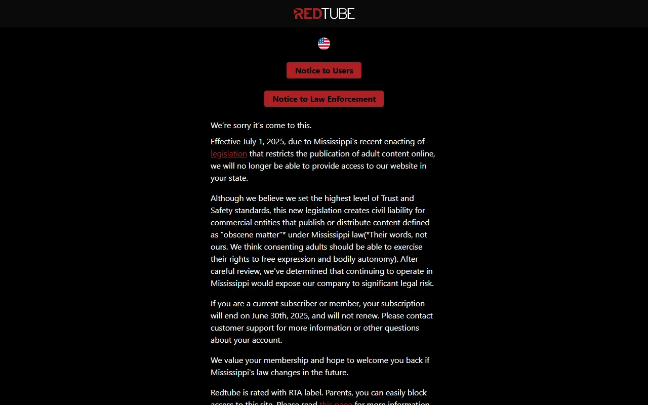 Screenshot of the RedTube homepage (redtube.com)