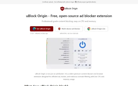 Screenshot of uBlock Origin