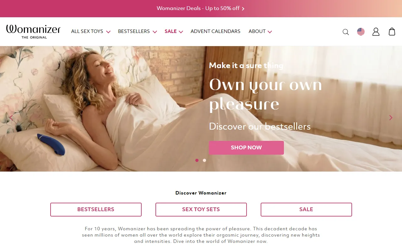 Screenshot of the Womanizer homepage (womanizer.com)