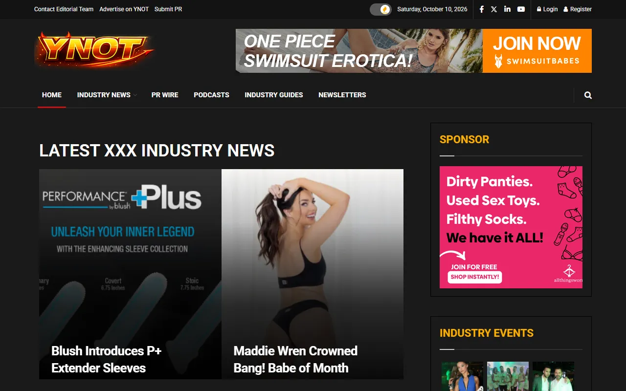 Screenshot of the YNOT homepage (ynot.com)